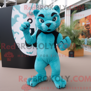Türkis Panther Maskottchen...