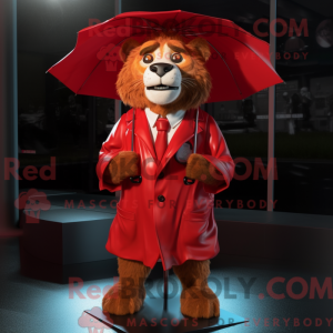 Red Smilodon mascot costume...