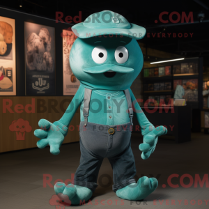 Teal Octopus mascot costume...