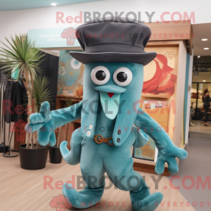 Teal Octopus mascot costume...