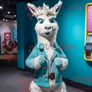 Cyan Lama maskot kostume...