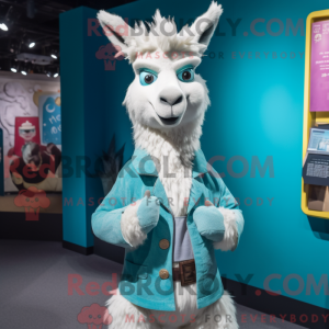 Cyan Llama mascot costume...