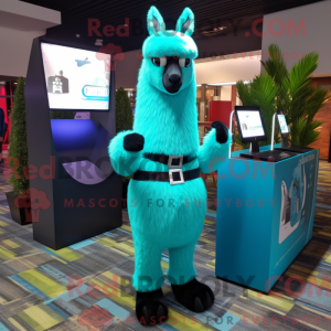 Cyan Lama maskot drakt...