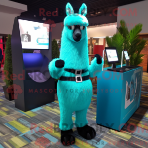 Cyan Lama Maskottchen...