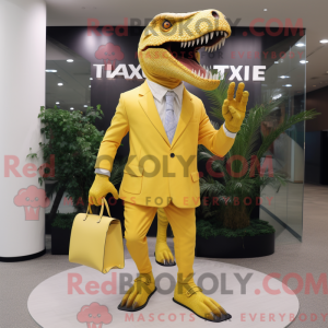 Yellow T Rex mascot costume...