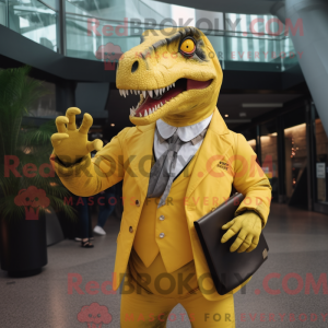 Yellow T Rex mascot costume...