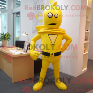 Yellow Superhero mascot...