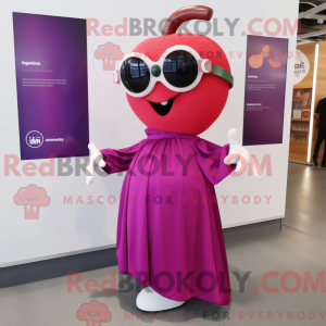 Magenta æble maskot kostume...