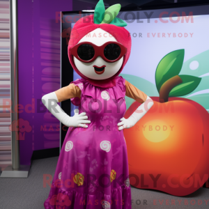 Magenta æble maskot kostume...