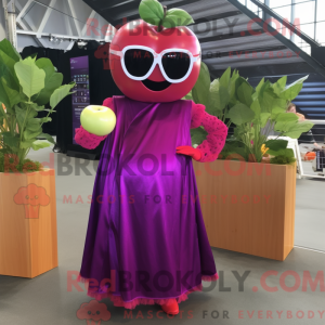 Magenta æble maskot kostume...