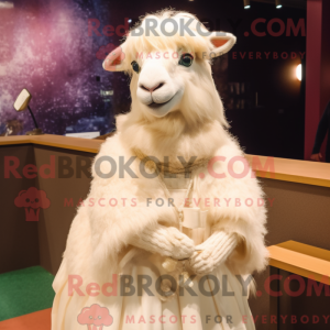 Beige Angora Goat mascot...