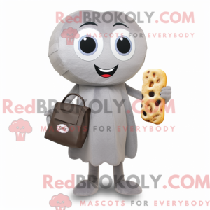 Grå Bagels-maskotdraktfigur...