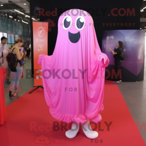 Pink Ghost maskot kostume...