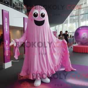 Pink Ghost mascot costume...