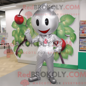 Sølv Cherry maskot kostume...