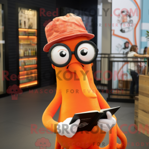 Orange blæksprutte maskot...