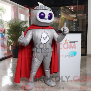 Gray Superhero mascot...
