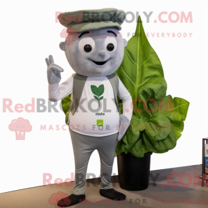 Gray Spinach mascot costume...