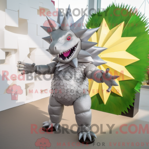 Silver Stegosaurus mascot...