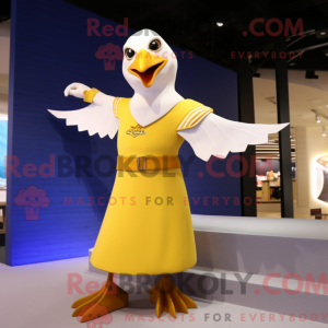 Gold Seagull mascot costume...