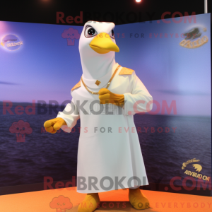 Gold Seagull maskot kostume...