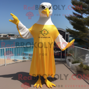 Gold Seagull mascot costume...