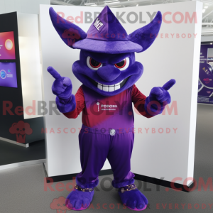 Purple Devil maskot kostume...