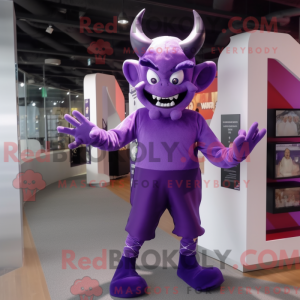 Purple Devil mascot costume...