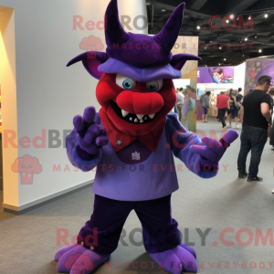 Purple Devil maskot kostume...