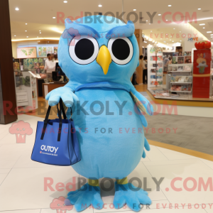 Sky Blue Owl maskot kostume...