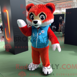 Sky Blue Red Panda mascot...