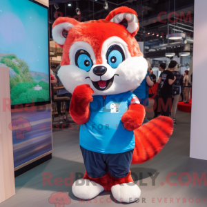 Sky Blue Red Panda mascot...