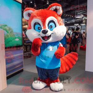 Sky Blue Red Panda maskot...