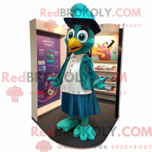 Teal Peacock mascot costume...