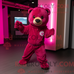 Magenta Teddy Bear mascot...