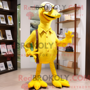 Žlutá postava maskota Dodo...