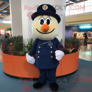 Navy Apricot mascot costume...