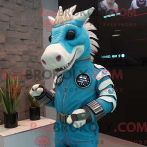 Cyan Quagga maskot kostume...