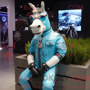 Cyan Quagga mascot costume...