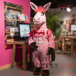 Pink Donkey mascot costume...