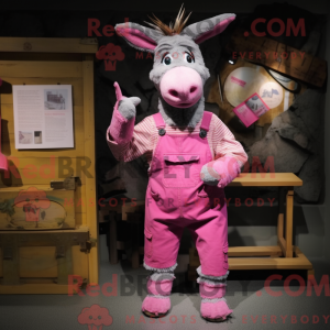 Pink Donkey mascot costume...