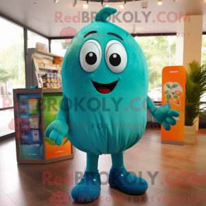 Teal Pepper mascot costume...