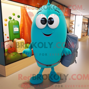Teal Pepper mascot costume...