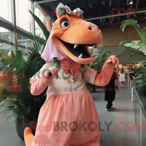 Peach T Rex Maskottchen...