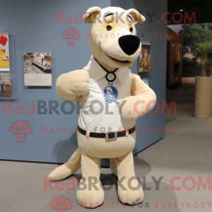 Beige hundemaskotdraktfigur...
