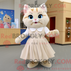 Beige Cat mascot costume...