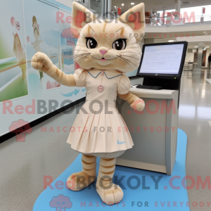 Beige Cat mascot costume...