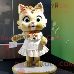 Beige kattemaskotdraktfigur...