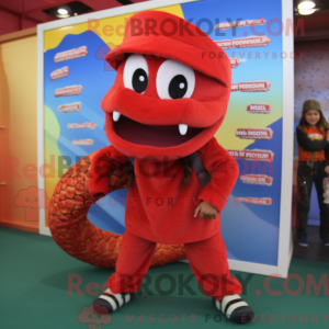 Rød Anaconda maskot kostume...