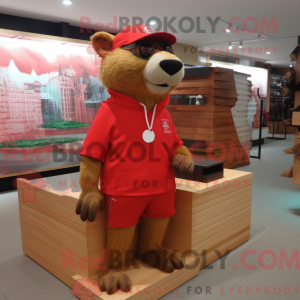 Red Capybara mascot costume...